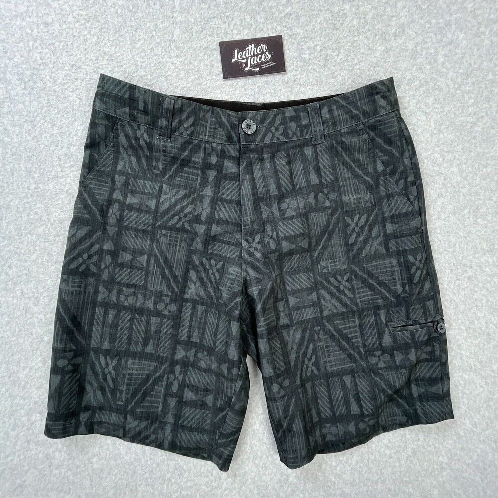 Crazy Shirts Hawaii Hybrid Shorts Mens Sz 30 Gray Geometric Coconut Polyester